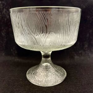 Vintage Hoosier Glass Wavy Clear Pedestal Candy Dish Compote
